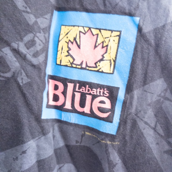 Vintage LABATT BLUE AOP Shirt Beer SIngle Stitch size XL 1990s breweries - Picture 2 of 6